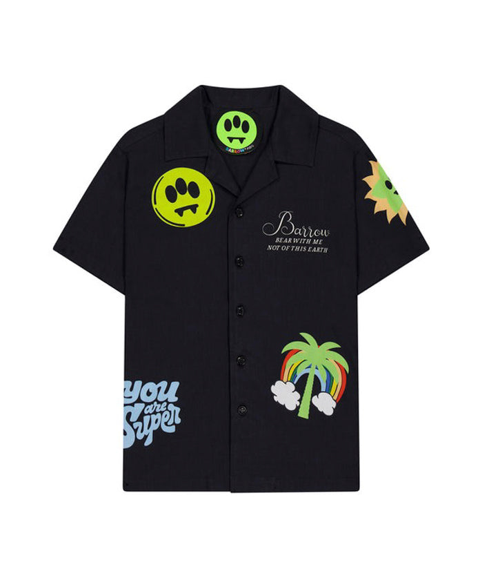 Barrow Kids Camicia Nera con Patches per Bambini
