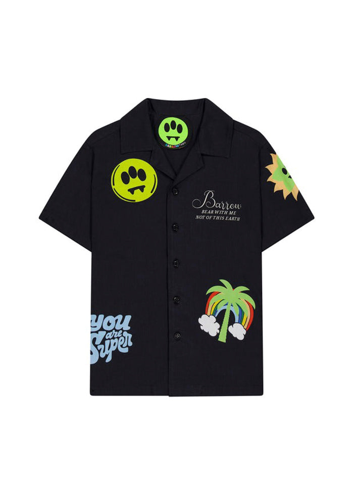 Barrow Kids Camicia Nera con Patches per Bambini