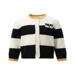 Elisabetta Franchi La Mia Bambina Cardigan Avorio e Nero con Logo per Neonate