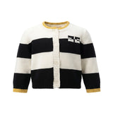 Elisabetta Franchi La Mia Bambina Cardigan Avorio e Nero con Logo per Neonate