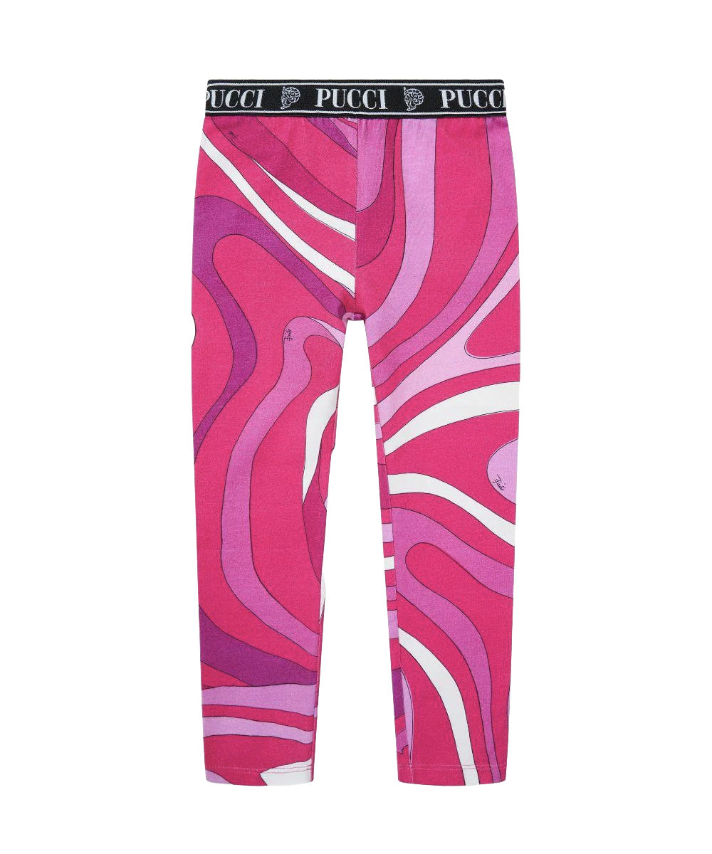Emilio Pucci Kids Pantaloni Fantasia Rosa e Viola per Bambine