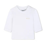 Hugo Boss Kids Completo Tuta Beige + T-Shirt Bianco con Logo per Neonati