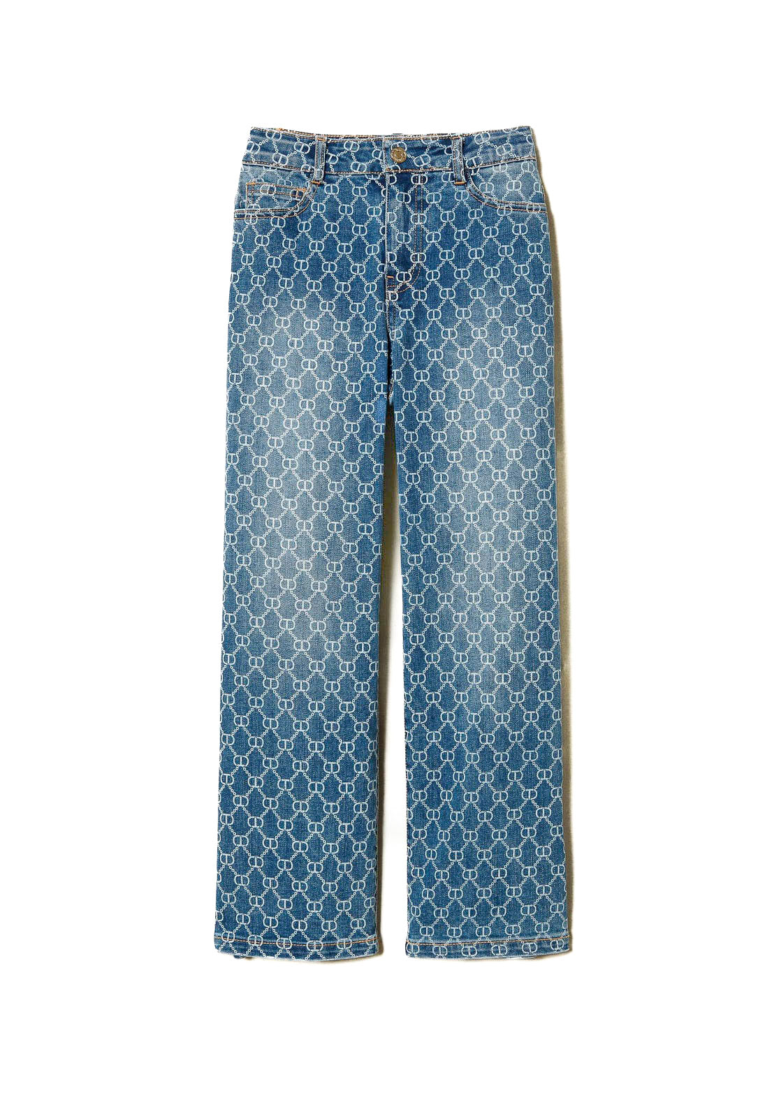 Twinset Kids Jeans con Oval T All Over per Bambine