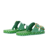 Sensi Kids Sandalo Verde con Fibbia oro per Bambini