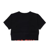 Diesel Kids T-shirt Nera Cropped con Stampa Logo per Bambine