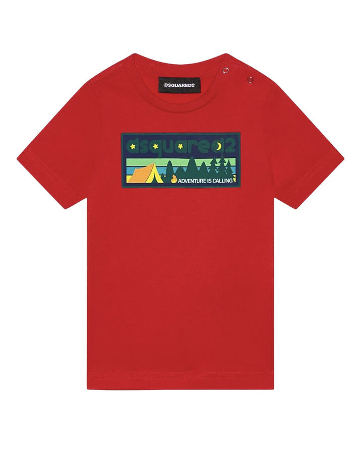 Dsquared2 Kids T-Shirt Rosso con Logo per Neonati