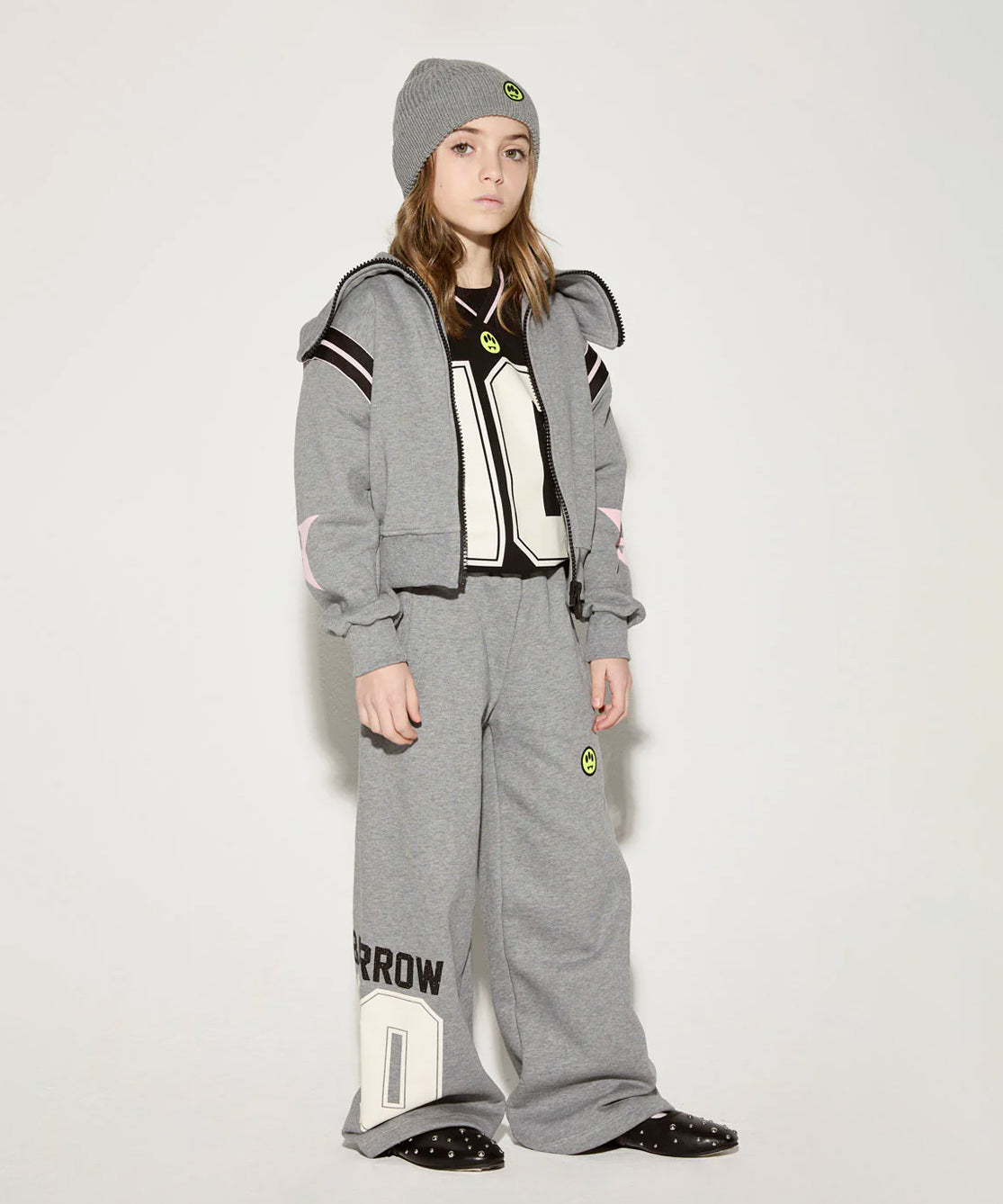 Barrow Kids Pantaloni Grigi con Fascia in Vita e Logo per Bambine