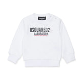 Dsquared2 Kids Felpa Bianca  con Bottoni per Apertura Spalla e Stampa Logo Frontale per Neonati