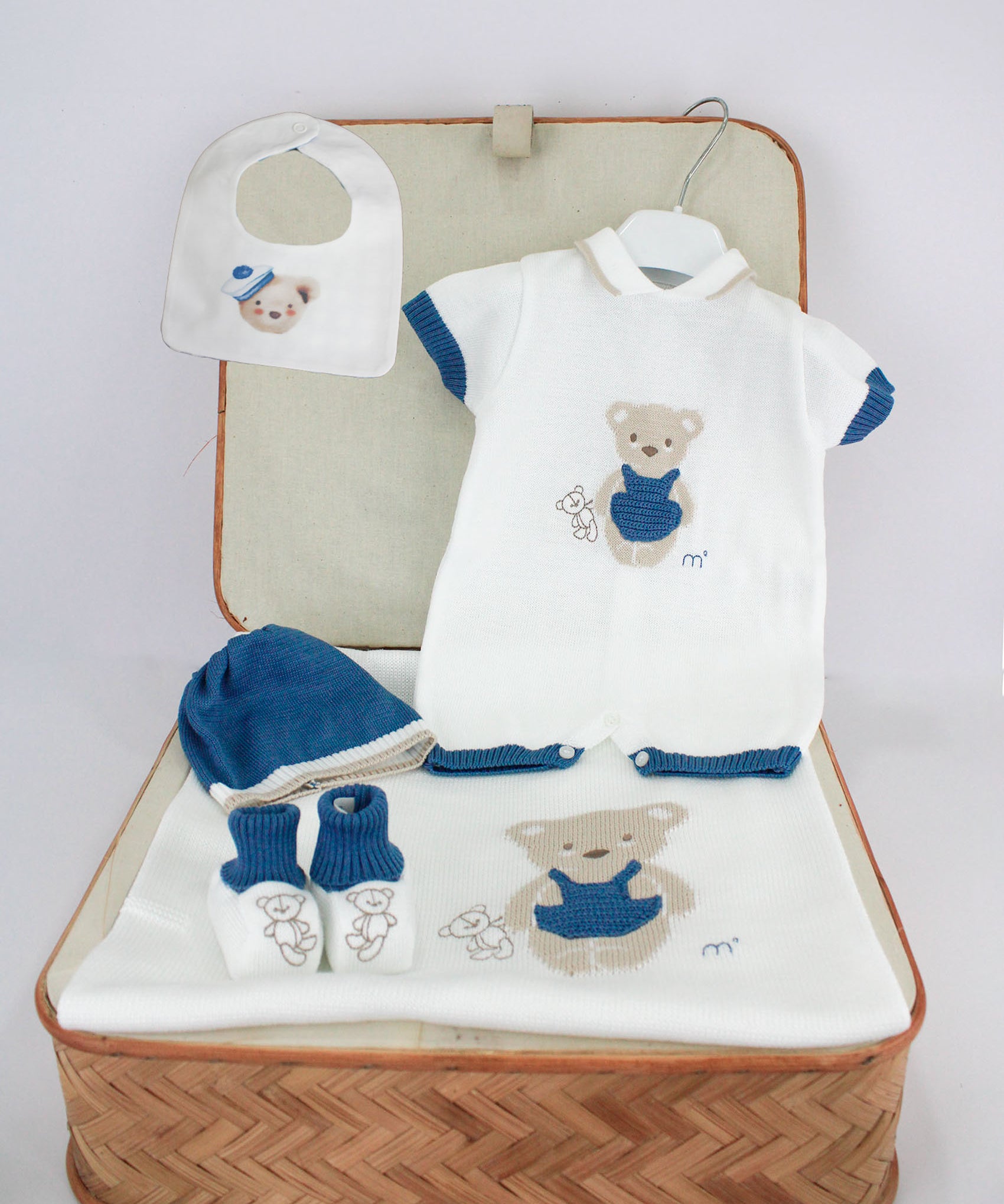 Marlu Corredino Bianco/Blu con Pagliaccetto per Neonati