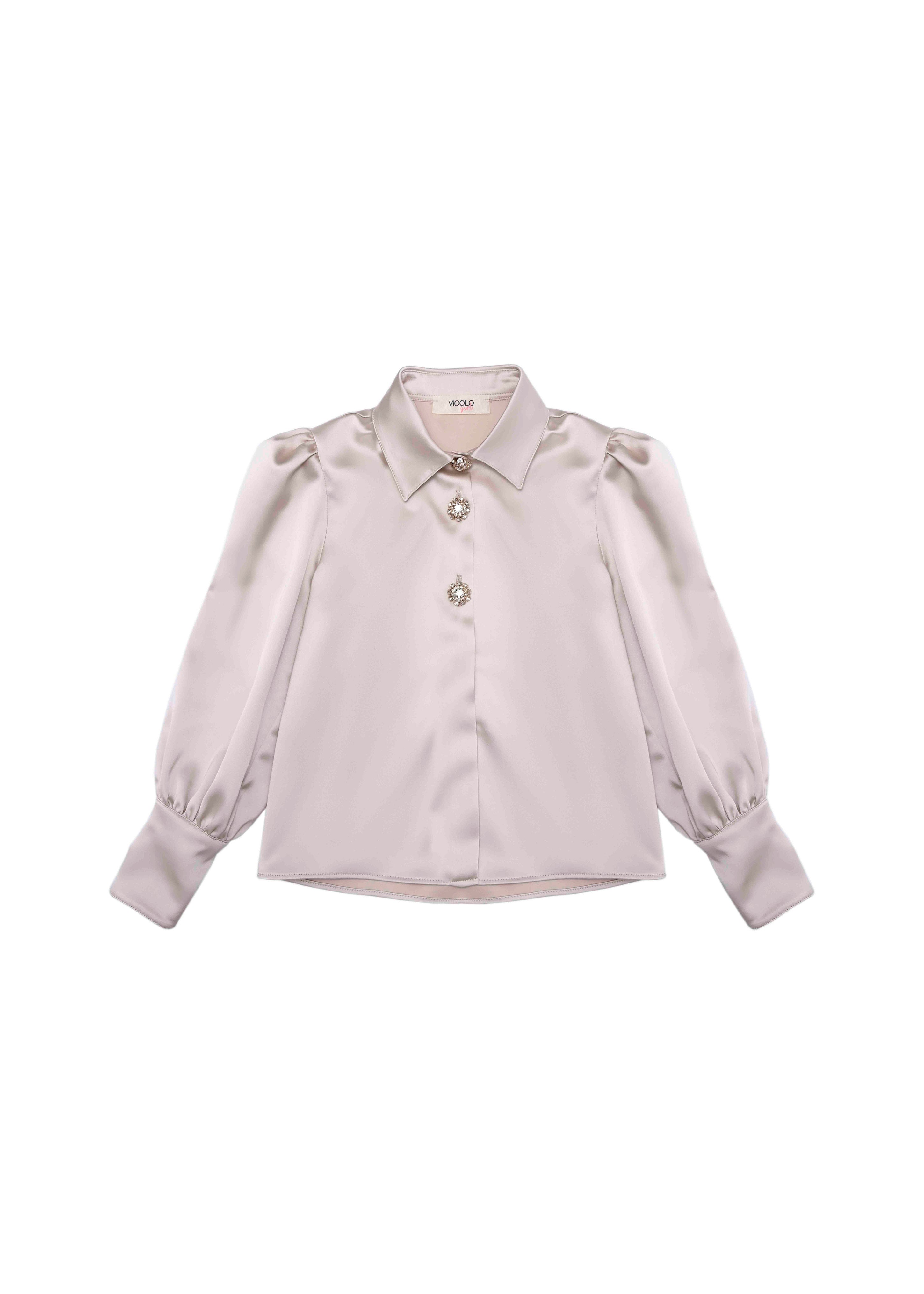 Vicolo Kids Camicia Panna Satin per Bambine