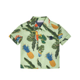 Roberto Cavalli Kids Camicia Verde Lime con Fantasia per Neonati