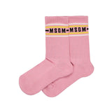 MSGM Kids Calzini Rosa con Logo per Bambine