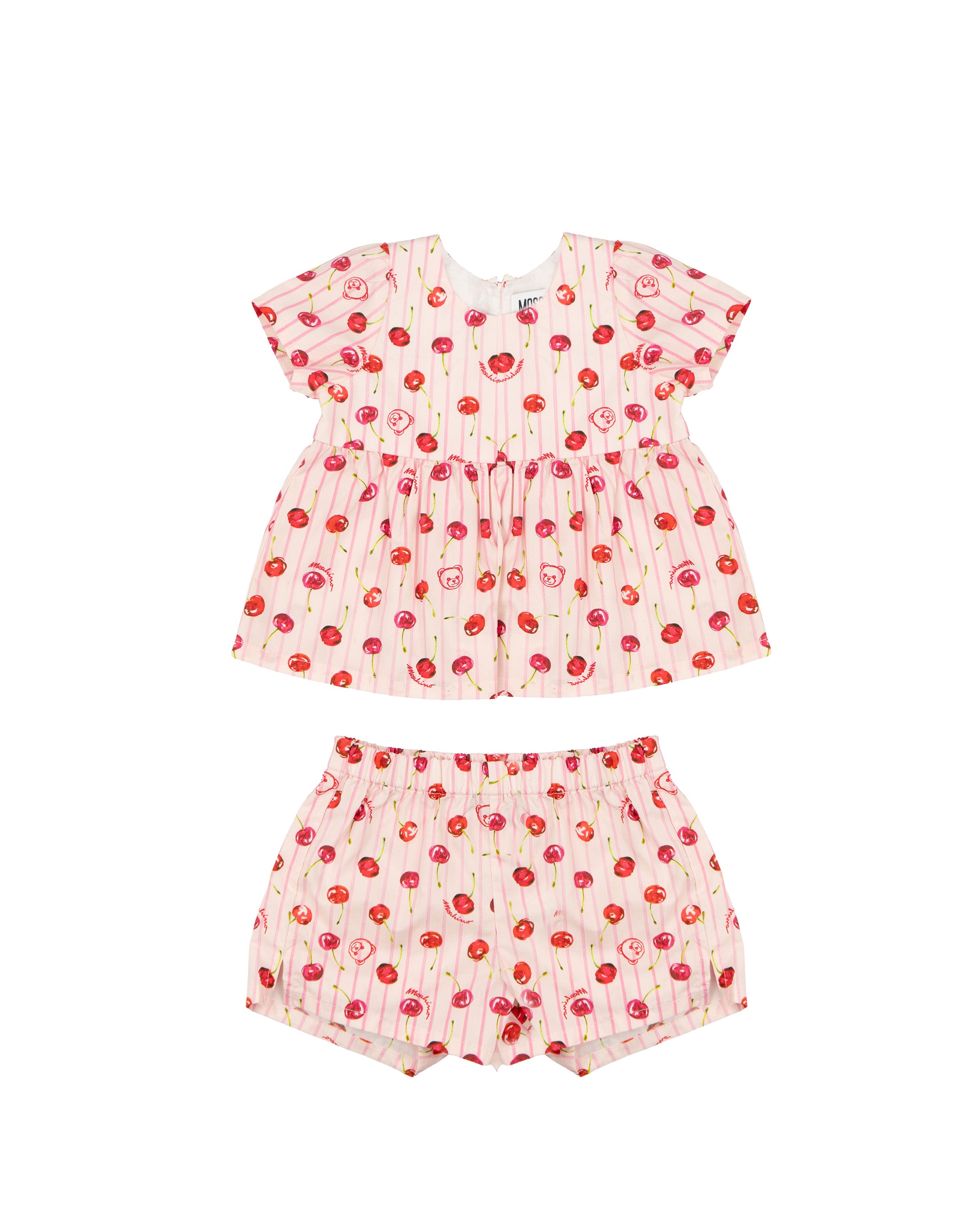 Moschino Kids Completo Abito con Motivo Cherry per Neonate