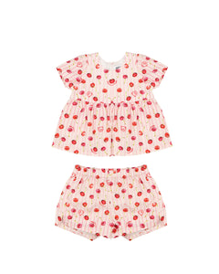 Moschino Kids Completo Abito con Motivo Cherry per Neonate