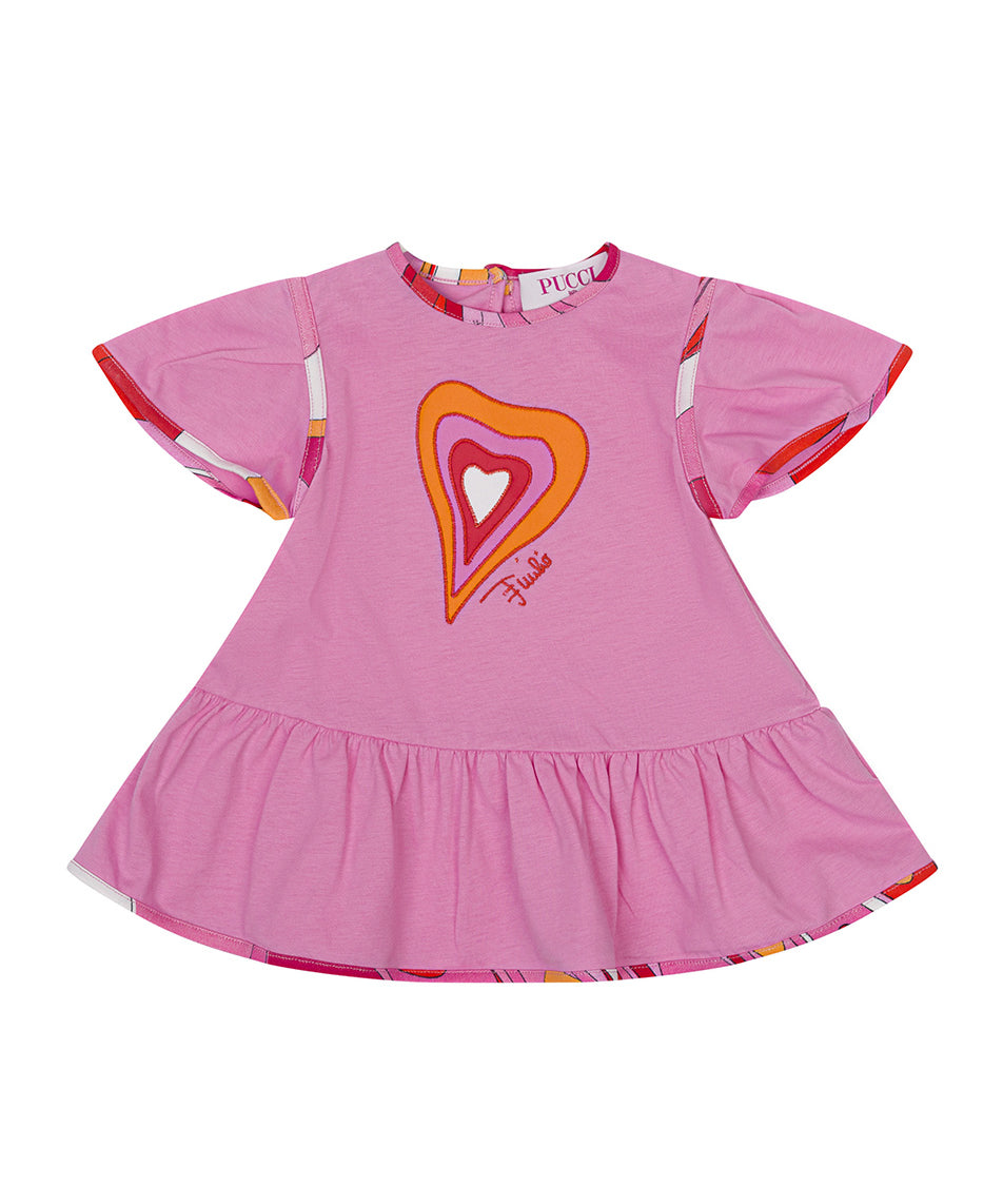 Emilio Pucci Kids Abito Rosa con Stampa per Neonate