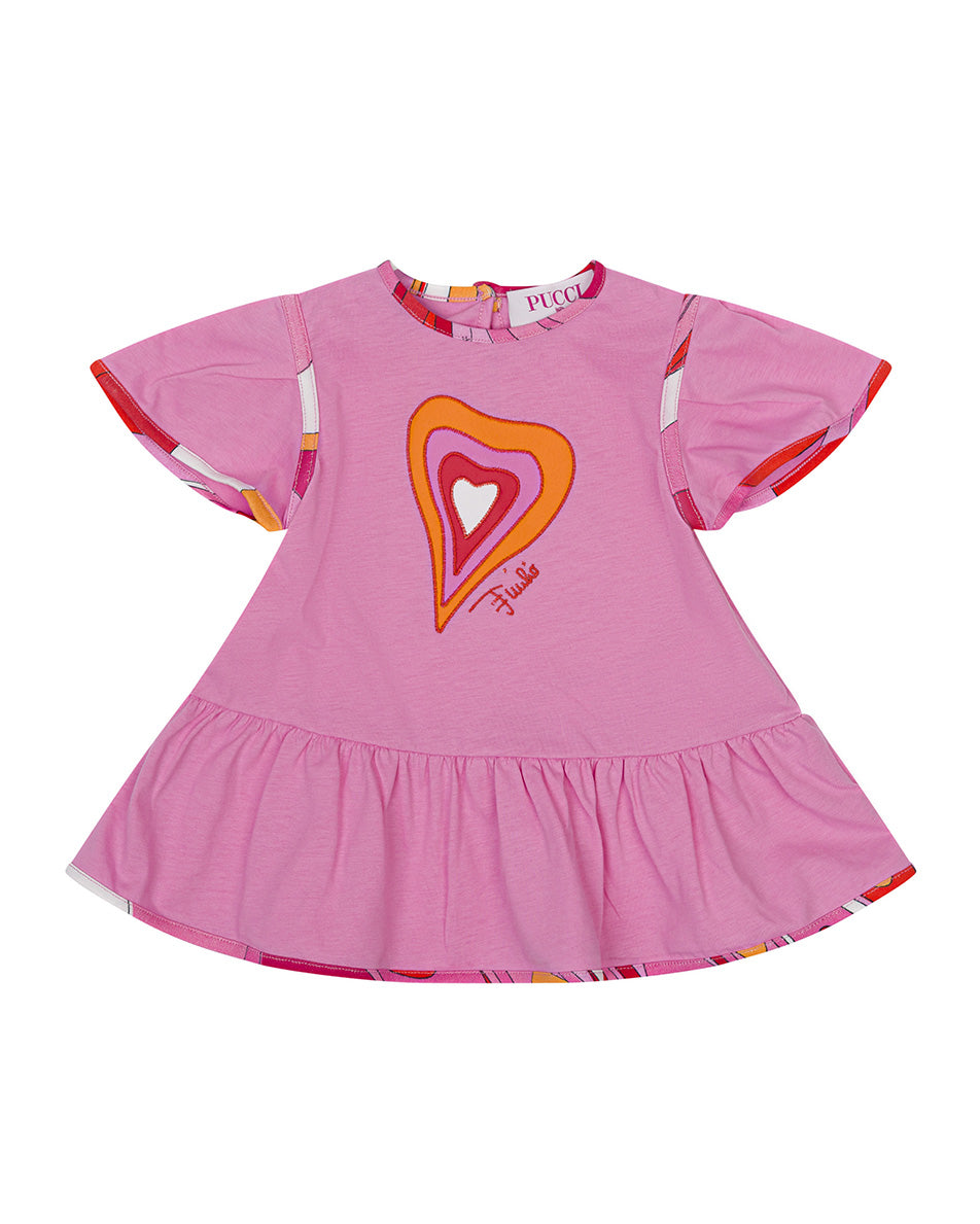 Emilio Pucci Kids Abito Rosa con Stampa per Neonate