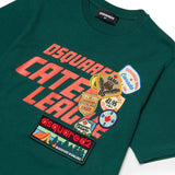 Dsquare2 Kids T-shirt Verde con Stampa e Applicazioni Patch Unisex per Bambini