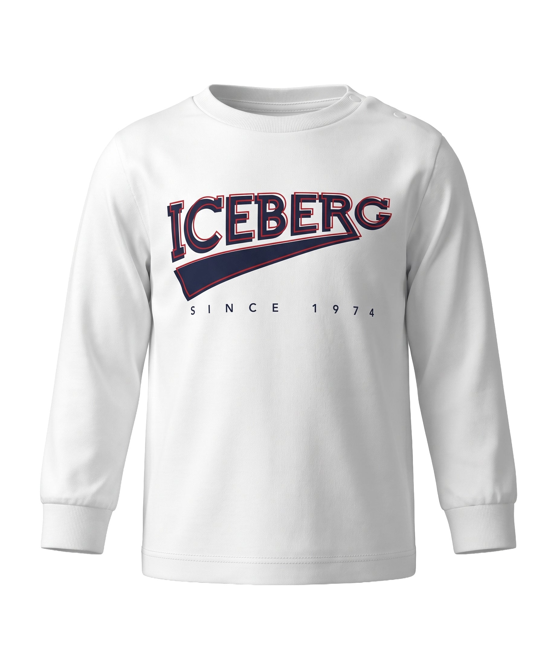 Iceberg Kids T-Shirt Bianco con Stampa Logo Blu e Rosso per Neonati