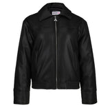 Patrizia Pepe Kids Giubbino in Pelle Nero con Zip per Bambine