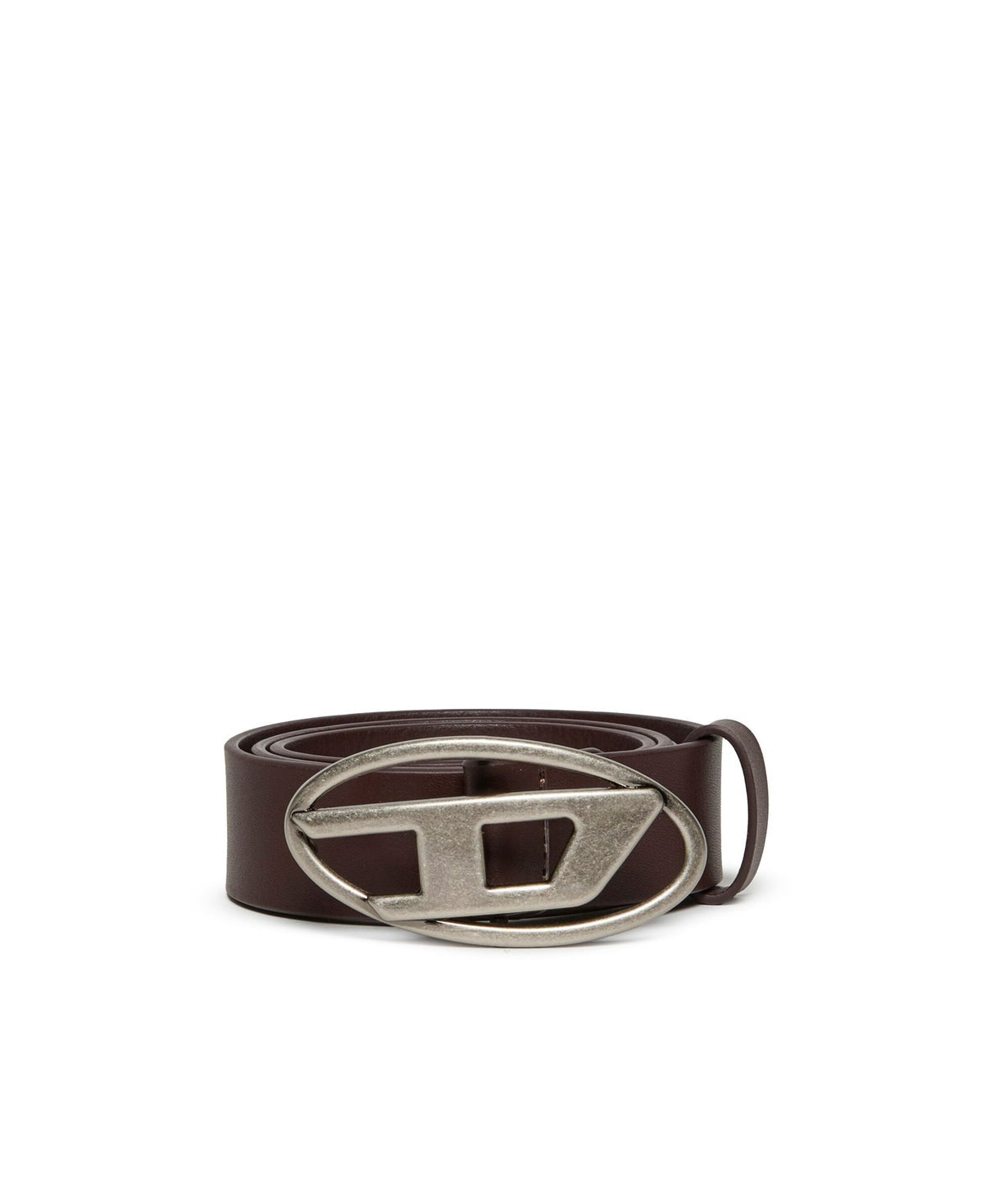Diesel Kids Cintura Marrone in Pelle con Logo Oval D