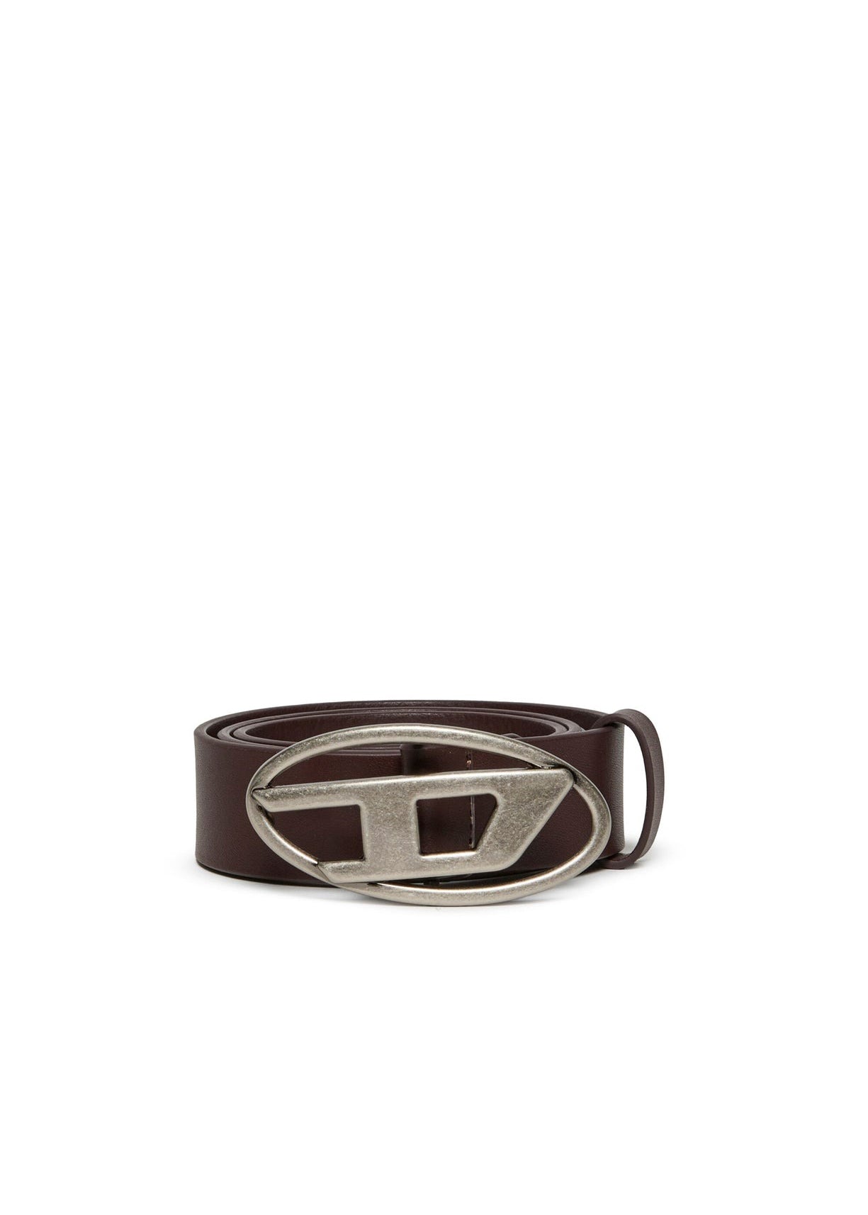 Diesel Kids Cintura Marrone in Pelle con Logo Oval D