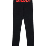 Diesel Kids Leggins Nero con Logo Rosso per Bambine