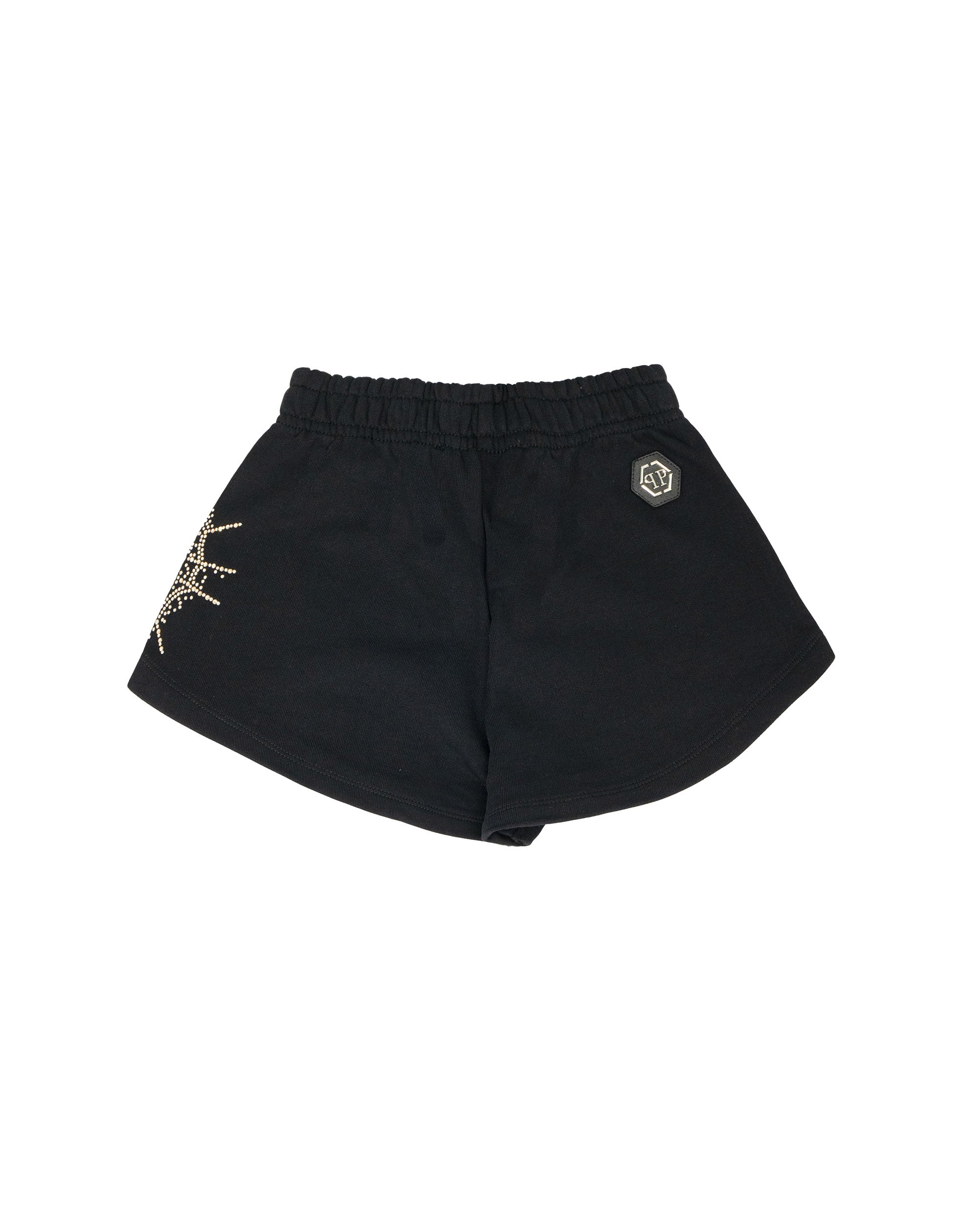Philipp Plein Kids Short Nero con Applicazioni Brillantini per Bambine