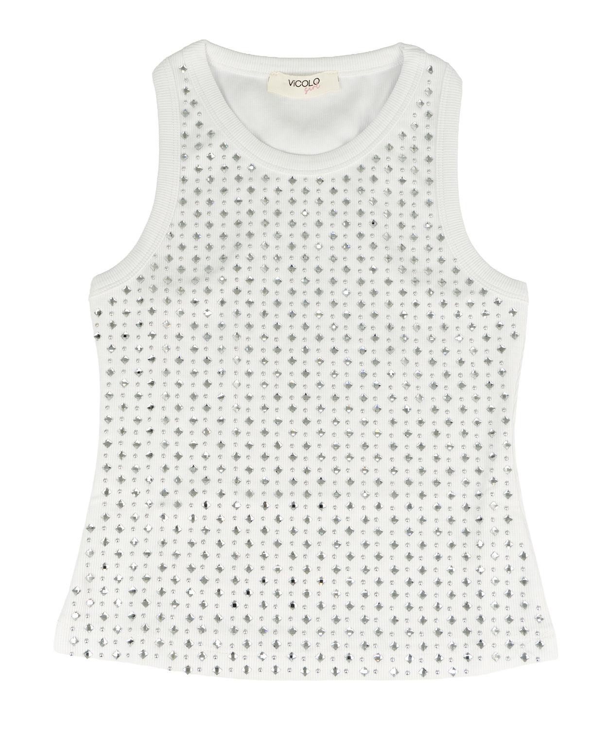 Vicolo Kids Canotta Off-White con Applicazioni per Bambine