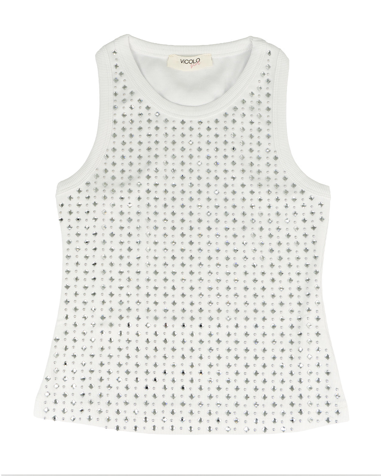 Vicolo Kids Canotta Off-White con Applicazioni per Bambine
