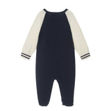 Moschino Kids Navy Blue Wool Teddy Bear Romper for Newborns