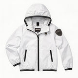 Blauer Kids Giacca a Vento Bianco con Cappuccio in Nylon per Bambine