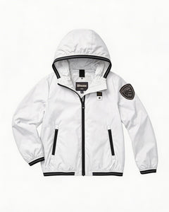 Blauer Kids Giacca a Vento Bianco con Cappuccio in Nylon per Bambine