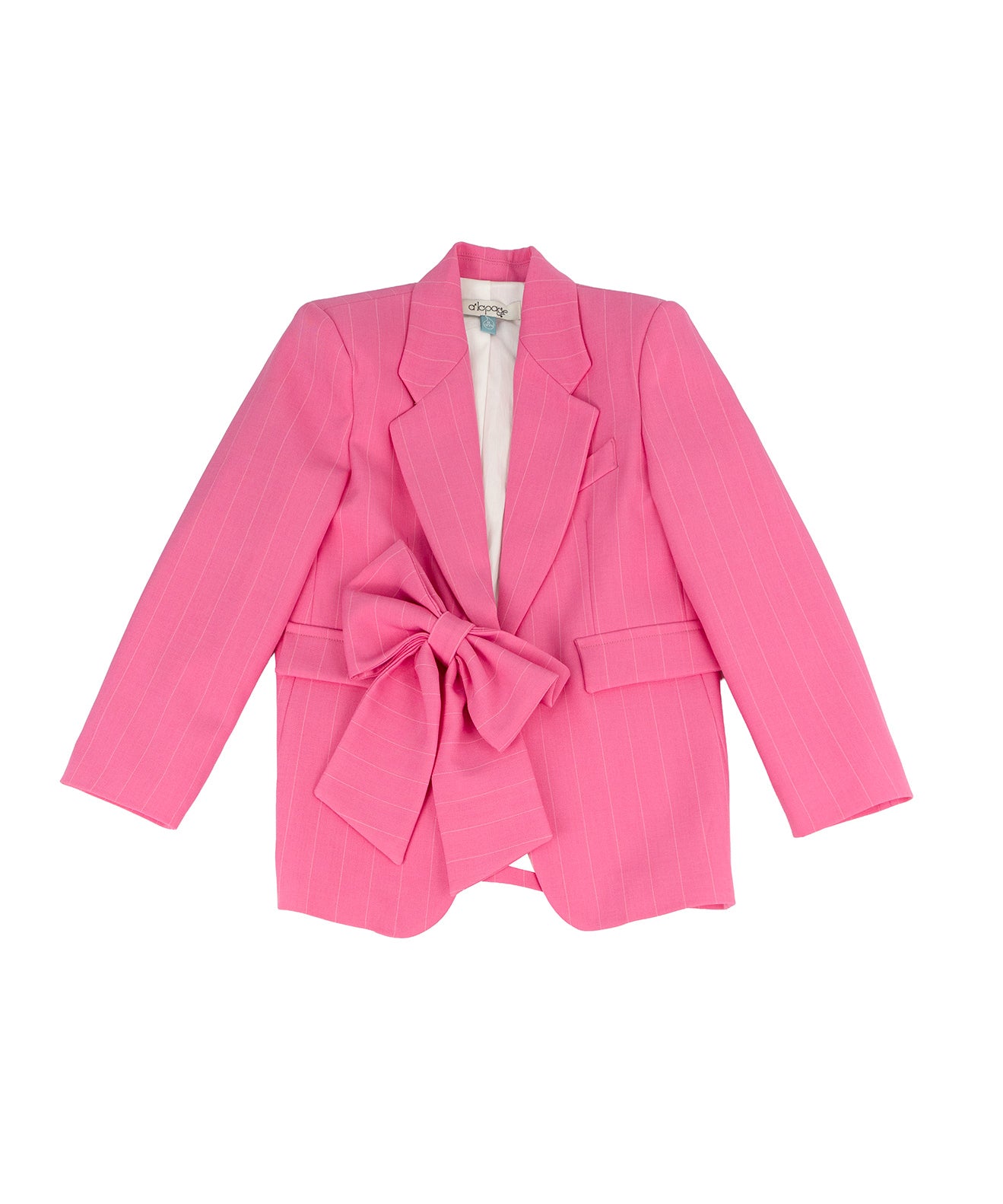 A'lapage Kids Giacca Gessata Fucsia con Fiocco per Bambine