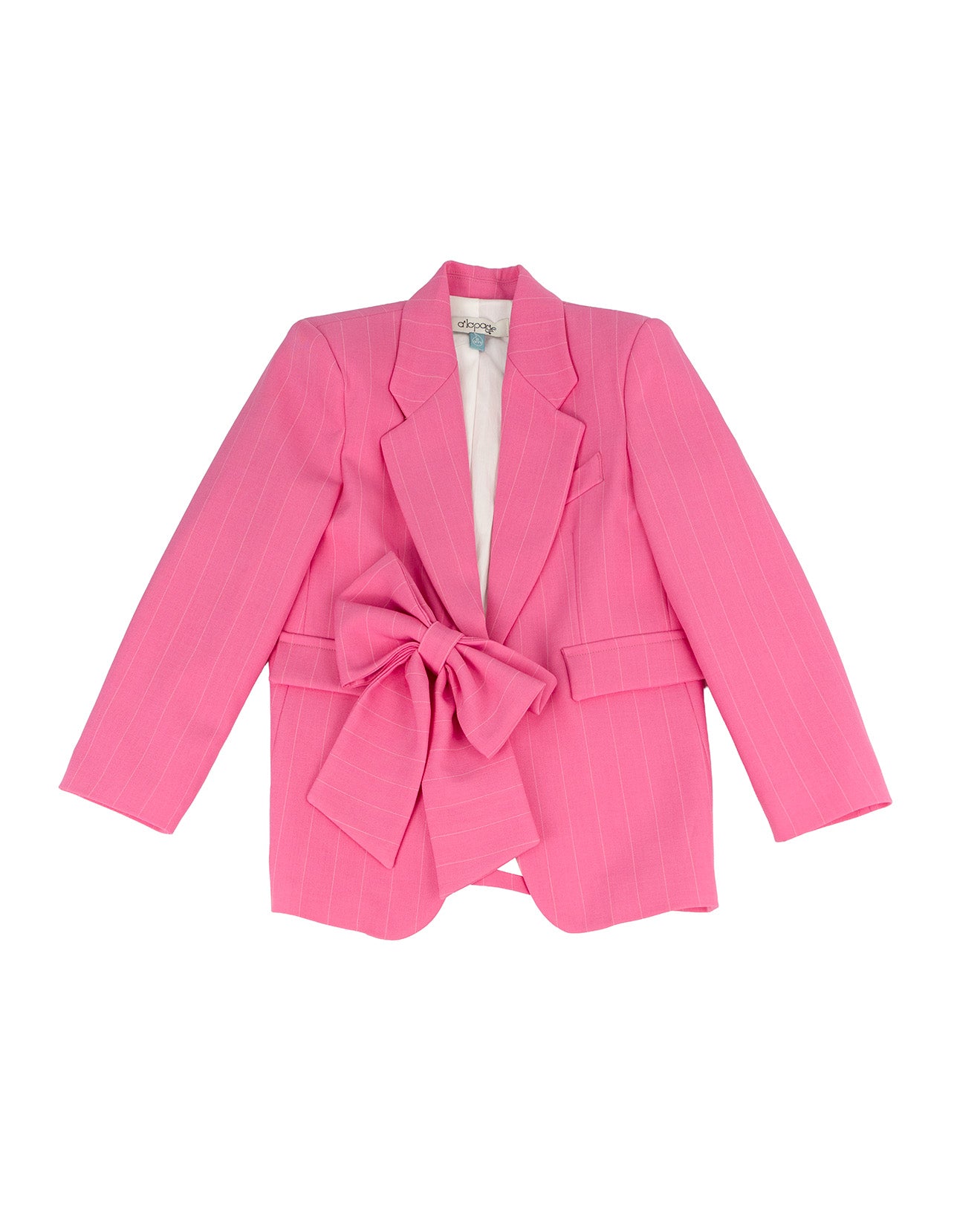 A'lapage Kids Giacca Gessata Fucsia con Fiocco per Bambine