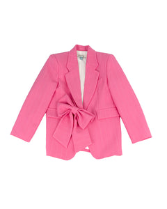 A'lapage Kids Giacca Gessata Fucsia con Fiocco per Bambine