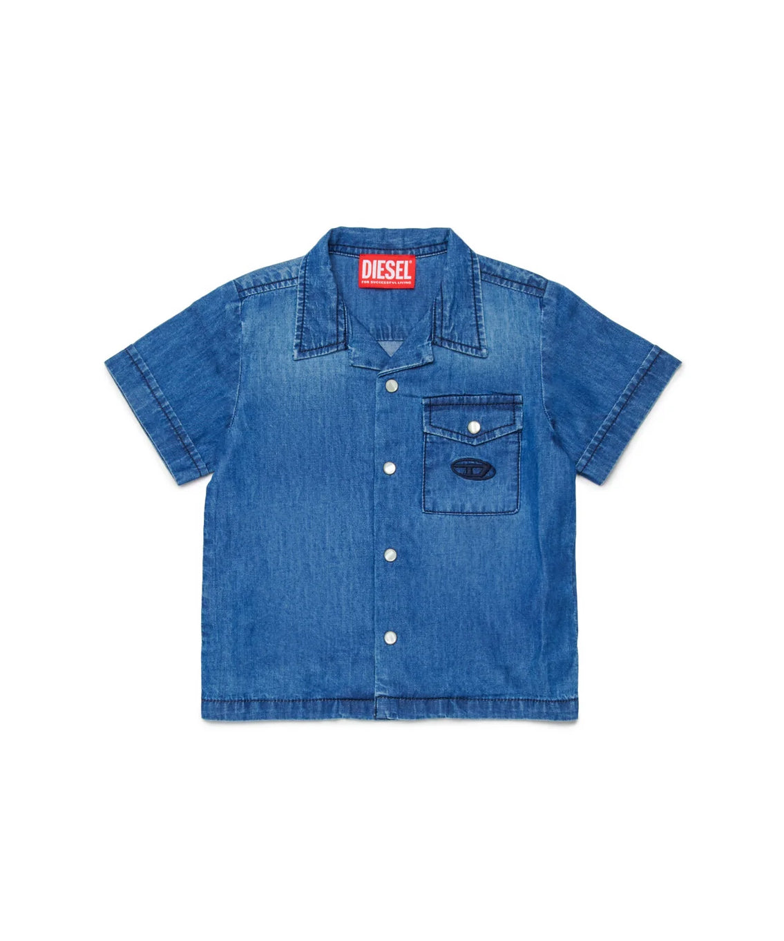 Diesel Kids Camicia in Jeans con Ricamo Logo per Neonati