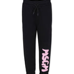 MSGM Kids Pantaloni Joggers Neri/Rosa con Logo per Bambine