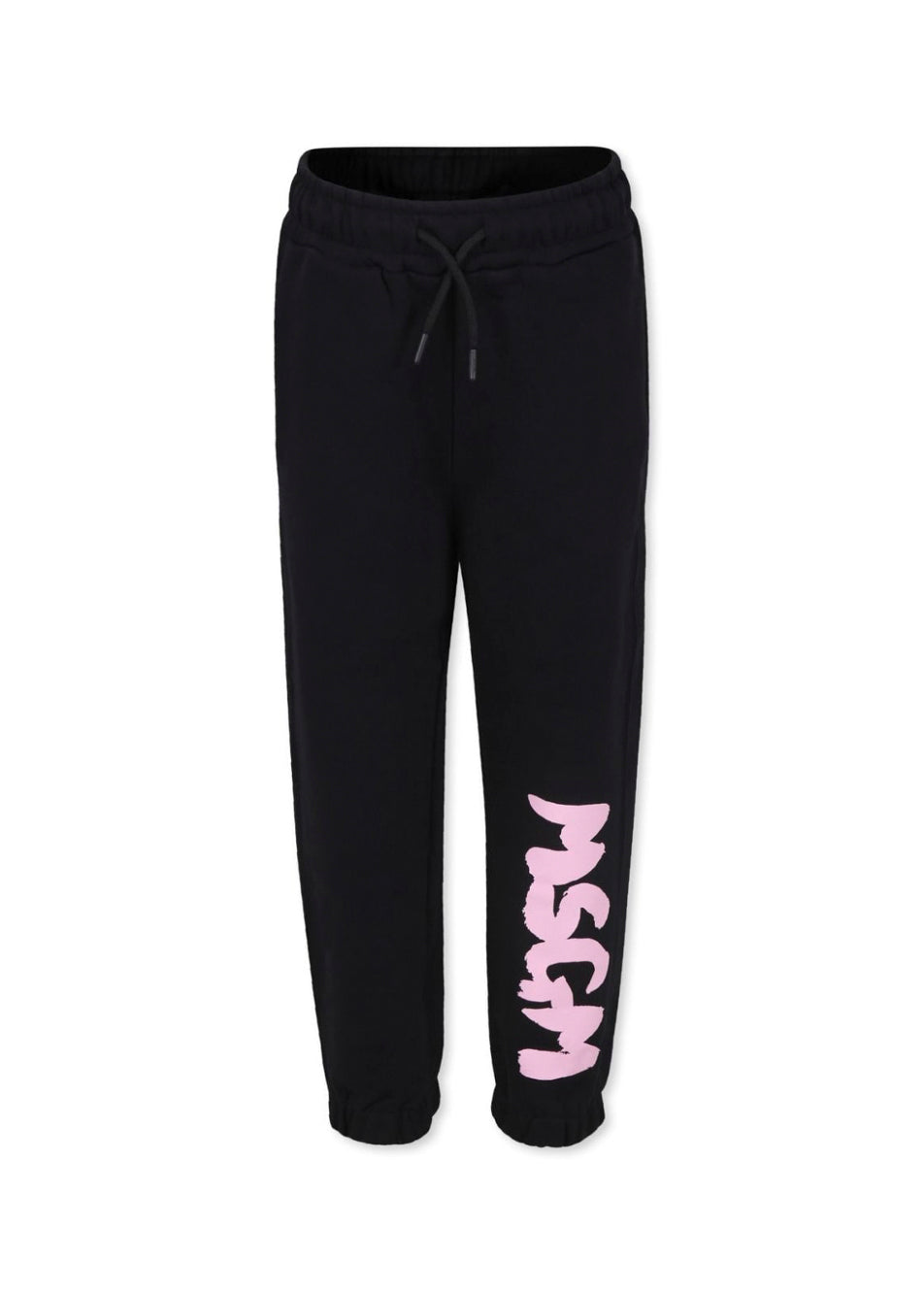 MSGM Kids Pantaloni Joggers Neri/Rosa con Logo per Bambine