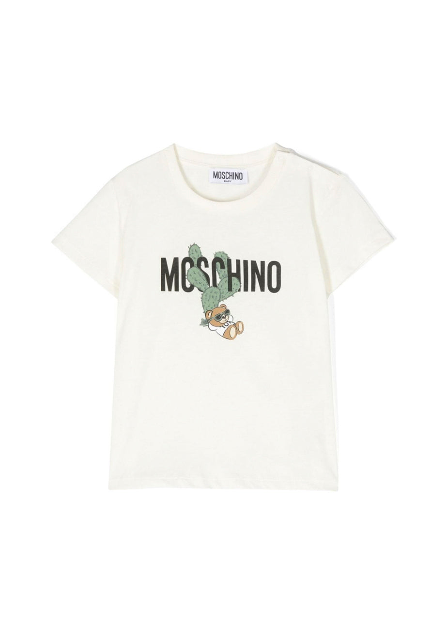 Moschino Kids T-shirt Panna con Stampa Teddy Bear per Neonate