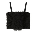 Patrizia Pepe Kids Top Nero in Pizzo con Rouches per Bambine