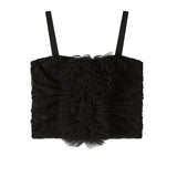Patrizia Pepe Kids Top Nero in Pizzo con Rouches per Bambine
