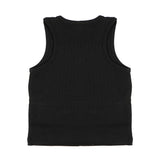 Diesel Kids Canotta a Costine Nero con Dettaglio Logo per Bambine