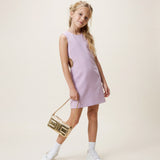 Patrizia Pepe Kids Abito Lilla con Apertura sui Fianchi e Applicazione per Bambine