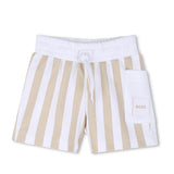 Boss Kids Completo Beige/Bianco a Strisce per Neonati