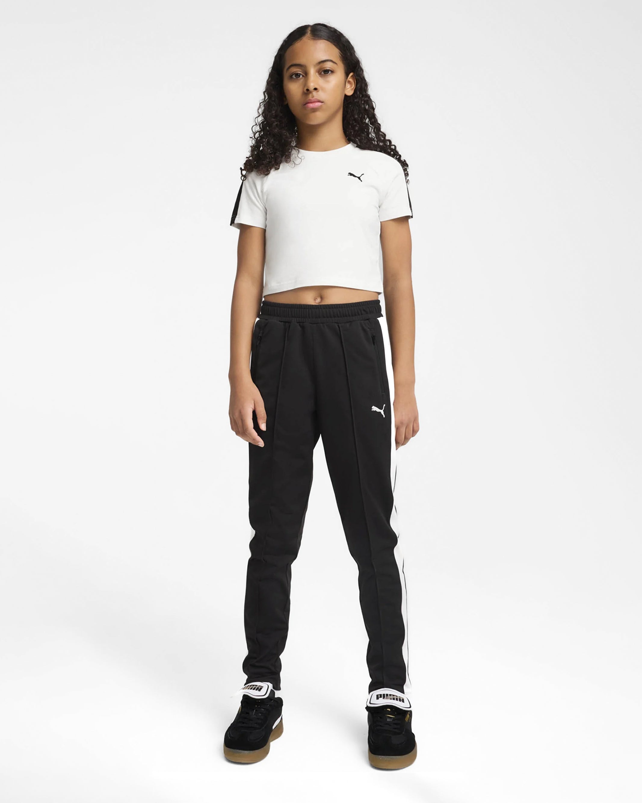 Puma Kids Pantalone Nero con Dettagli Bianchi a Contrasto per Bambine