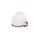 Marlu Cappello Panna con Dettagli Rosa/Verde e Ricamo Fiore per Neonate