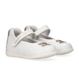 Elisabetta Franchi La Mia Bambina Ballerina Bianco Avorio con Logo Strass Oro per Neonate