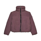 Diesel Kids Piumino Prugna Cropped Collo Alto con Logo D Ricamato e Zip per Bambine