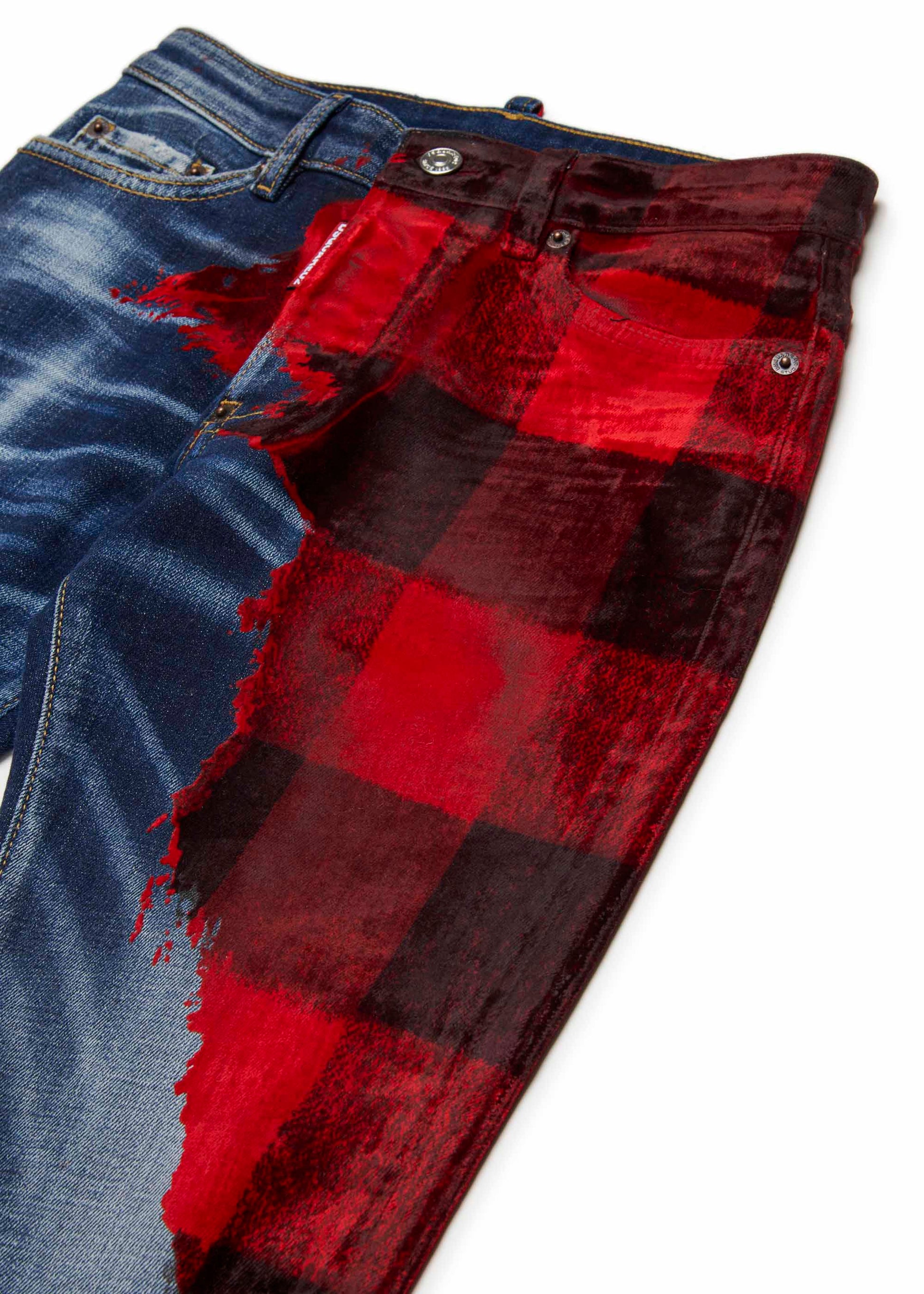 Dsquared2 Kids Jeans Denim a Quadri Bro Jeans per Bambini