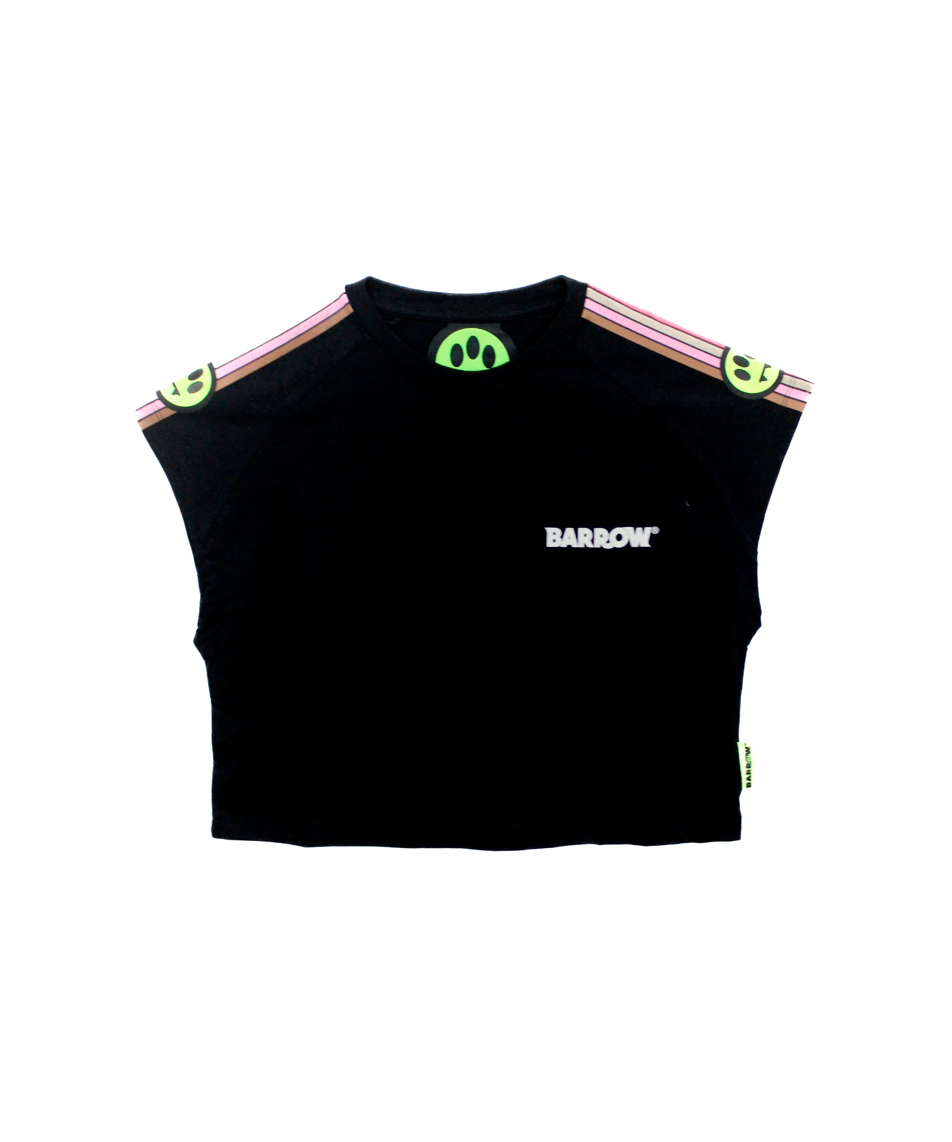 Barrow Kids Canotta Crop Nera con Stampa per Bambine